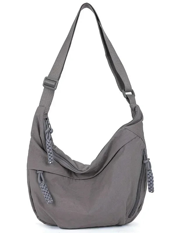 Sac à bandoulière en tissu doux pour femmes, couleur unie, Style étudiant décontracté, grands sacs à main, sacs Hobos pour femmes