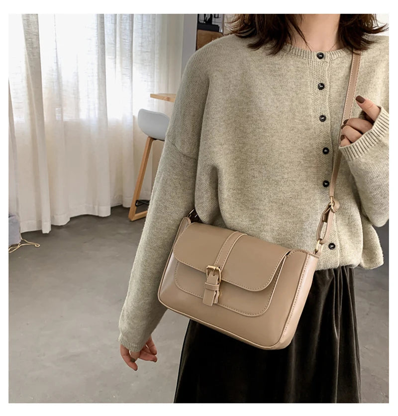 Sacs à bandoulière Vintage en cuir PU pour femmes, sacs à main tendance et bourse rétro, petit sac messager féminin