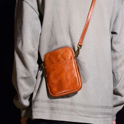Gland TOO-Mini sac à bandoulière en cuir pour homme, sac à bandoulière décontracté, couche de tête de bain verticale, sac à bandoulière en cuir souple, pli américains, rétro