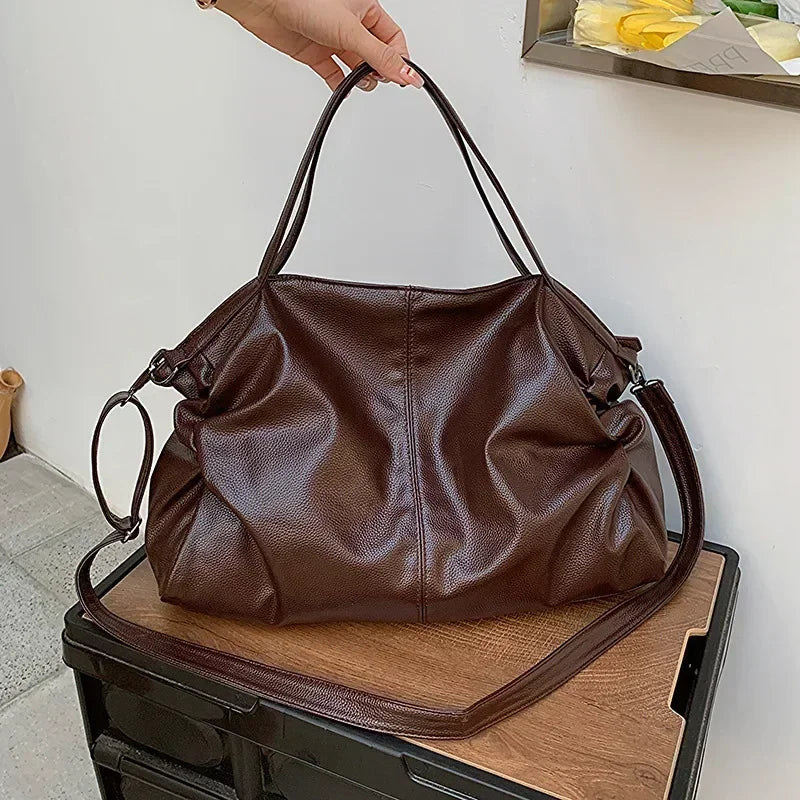 Sacs à bandoulière en cuir PU pour femmes, Design rétro, mode coréenne, sac à aisselles de grande capacité, fourre-tout, 2024