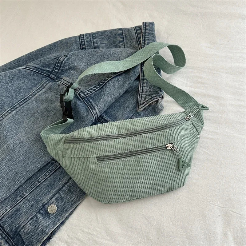 Sac banane femme velours côtelé