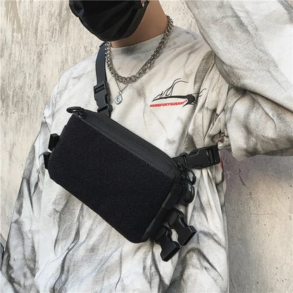Sac de poitrine tactique unisexe, sac Streetwear Hip Hop, sac de taille fonctionnel, sac de poitrine à bandoulière réglable, sac à dos de gilet d'extérieur