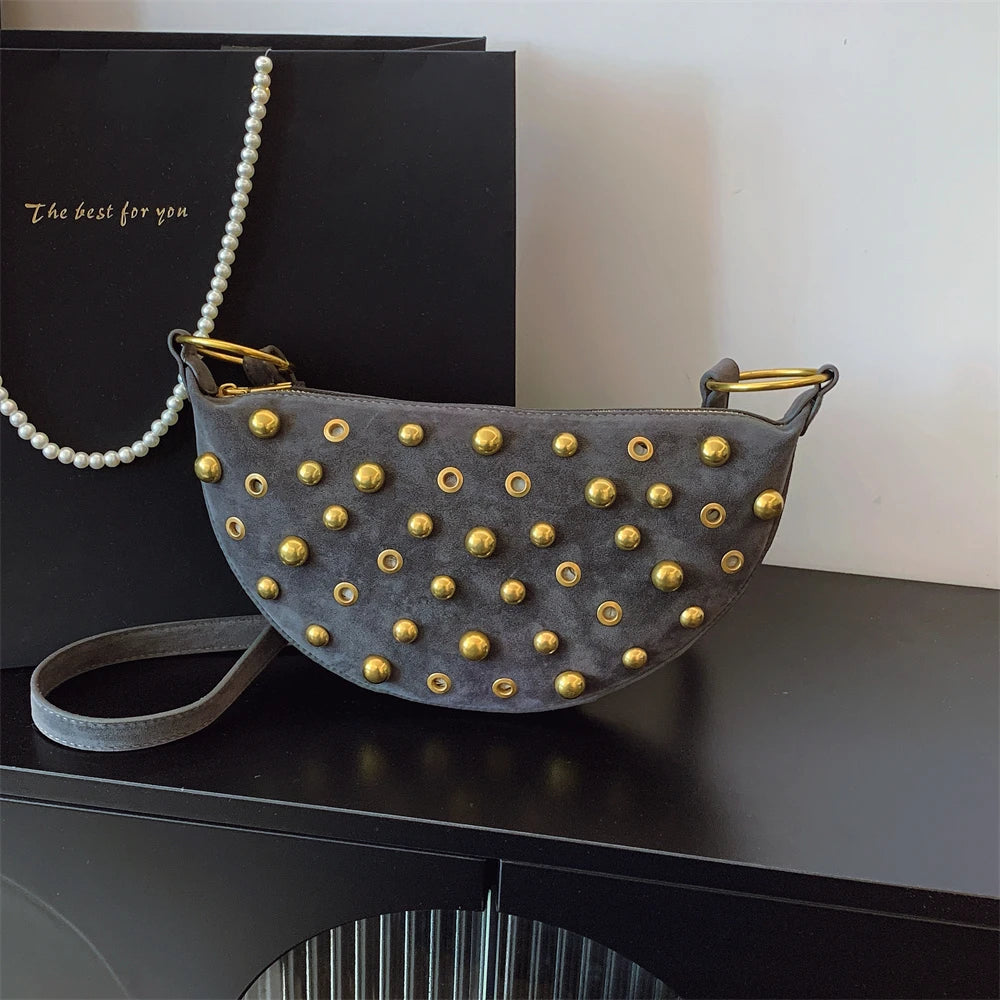 Sac demi-lune daim