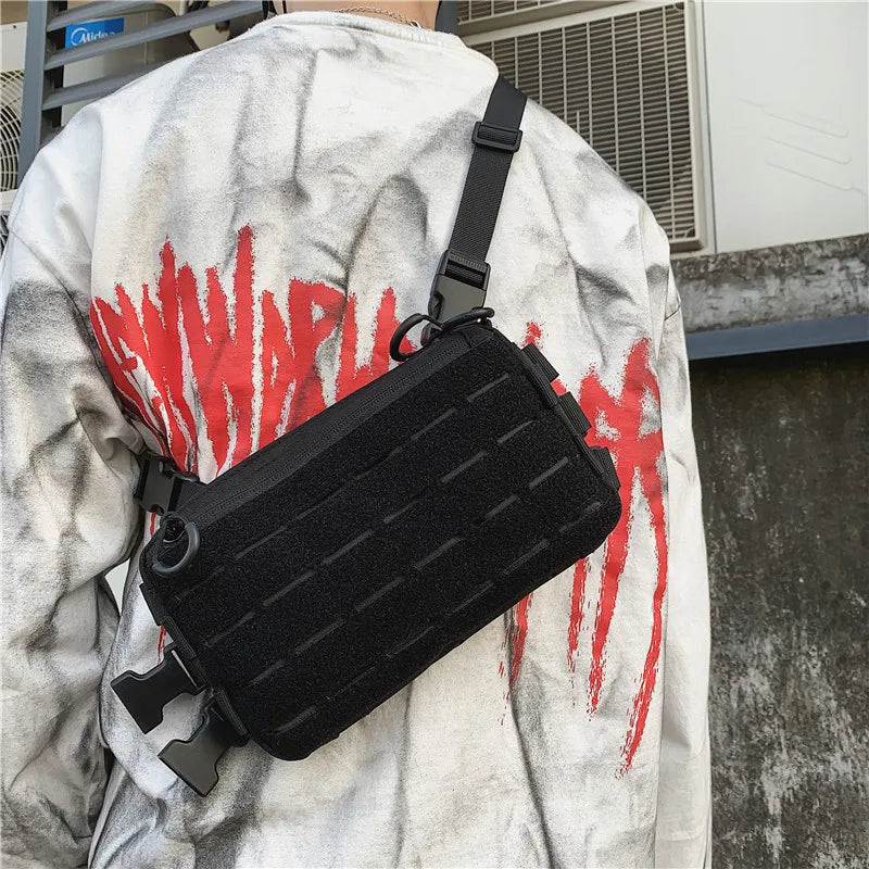 Sac de poitrine tactique unisexe, sac Streetwear Hip Hop, sac de taille fonctionnel, sac de poitrine à bandoulière réglable, sac à dos de gilet d'extérieur