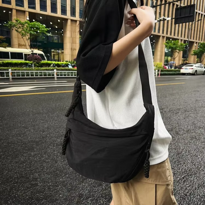 Sac à bandoulière en tissu doux pour femmes, couleur unie, Style étudiant décontracté, grands sacs à main, sacs Hobos pour femmes