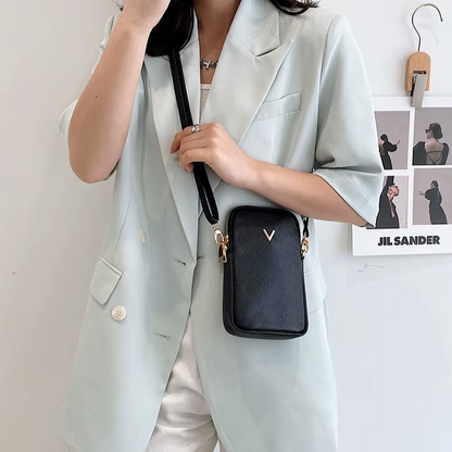 Sacs à main en cuir véritable pour femmes, couleur unie, bandoulière, sac pour téléphone portable, porte-cartes, portefeuille en cuir de vache noir, nouvelle collection 2021