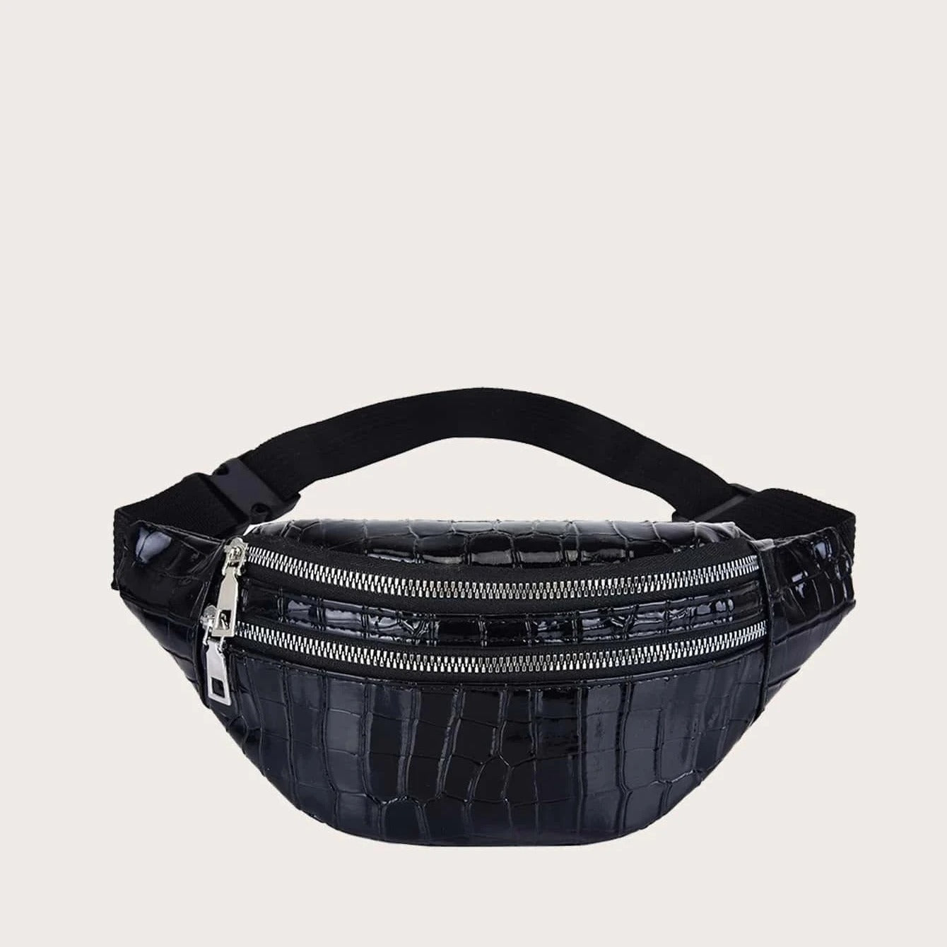 Sac banane noir vernis
