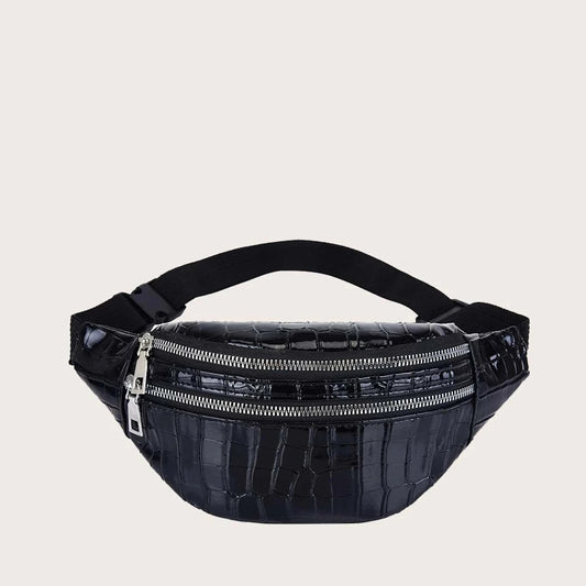 Sac banane noir vernis