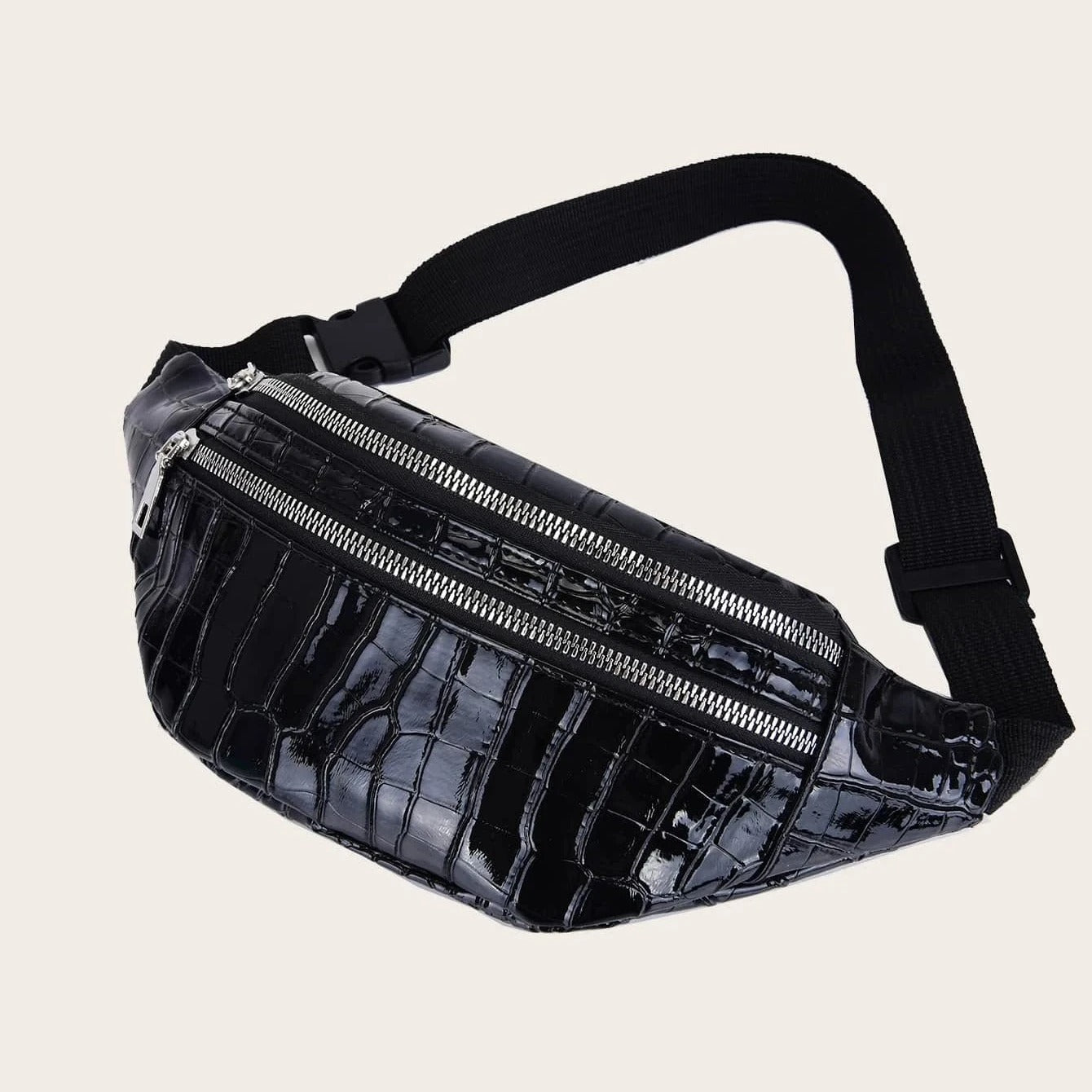 Sac banane noir vernis